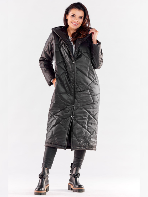 Куртка демісезонна довга з капюшоном жіноча Awama A542 1220784 L-XL Black (5902360567078) - зображення 1