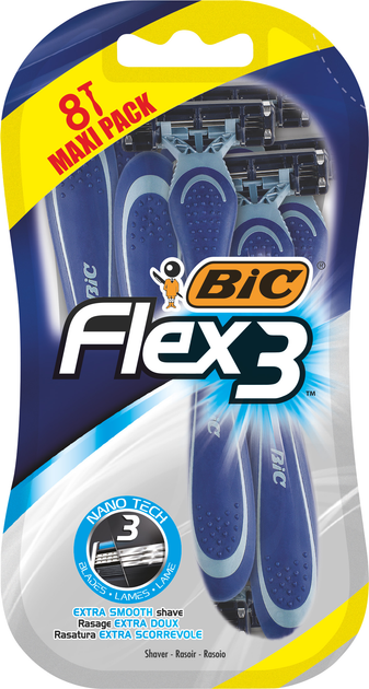 Набір бритв без змінних катриджів BIC Flex 3 6+2 шт (3086123437579/3086123740754) - зображення 1