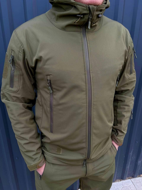 Чоловіча Куртка з капюшоном SoftShell на флісі хакі розмір M - зображення 1