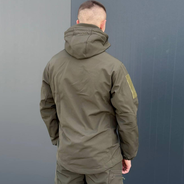 Мужская Куртка Softshell с Флисовой подкладкой олива / Демисезонная верхняя одежда размер 3XL - изображение 2