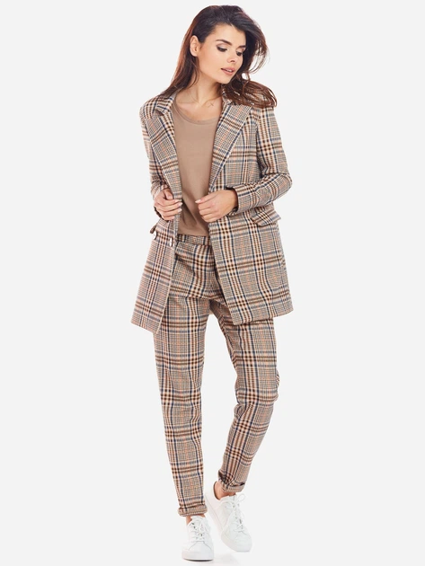 Marynarka damska w kratę Awama A364 212859 L/XL Brązowa (5902360550438) - obraz 3