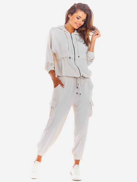 Толстовка на блискавці з капюшоном жіноча Awama A294 106787 S-M Бежева (5902360539853) - зображення 3