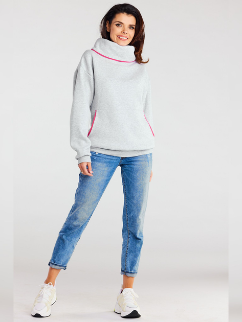Bluza damska bez kaptura Awama A160 119997 L/XL Szara (5902360595460) - obraz 4