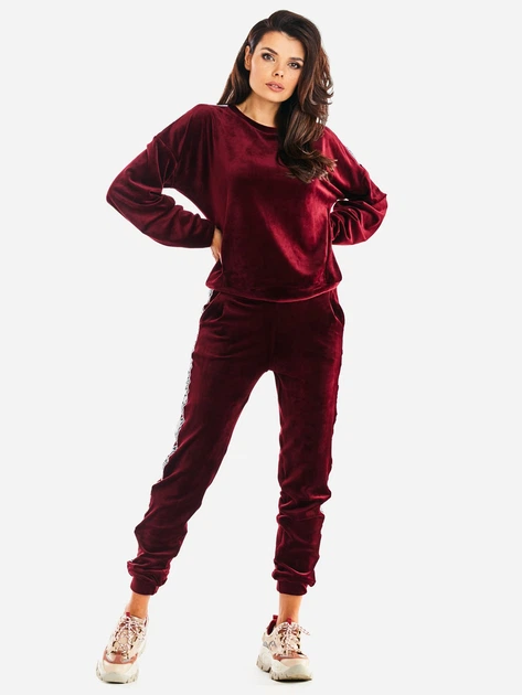 Bluza damska bez kaptura Awama A374 212890 L Bordowa (5902360551152) - obraz 4