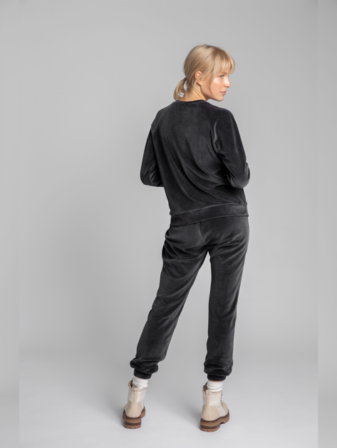 Bluza damska bez kaptura welurowa LaLupa LA011 381169 M Grafitowa (5903887606547) - obraz 4