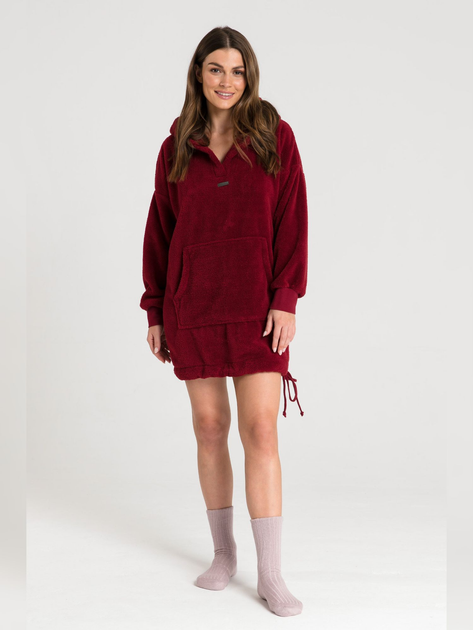 Bluza damska z kapturem długa LaLupa LA081 1104306 L-XL Bordowa (5903887648332) - obraz 3