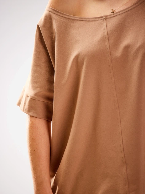 Футболка бавовняна довга жіноча Infinite You M254 1424438 One Size Бежева (5902360558472) - зображення 6