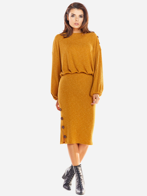 Spódnica ołówkowa damska dzianinowa Awama A317 106863 S Camel (5902360544215) - obraz 4