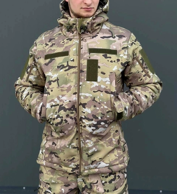 Тактическая куртка мультикам софтшелл осень флисовая теплая, Куртка Softshell Multicam Soft shell мультикам S - изображение 1