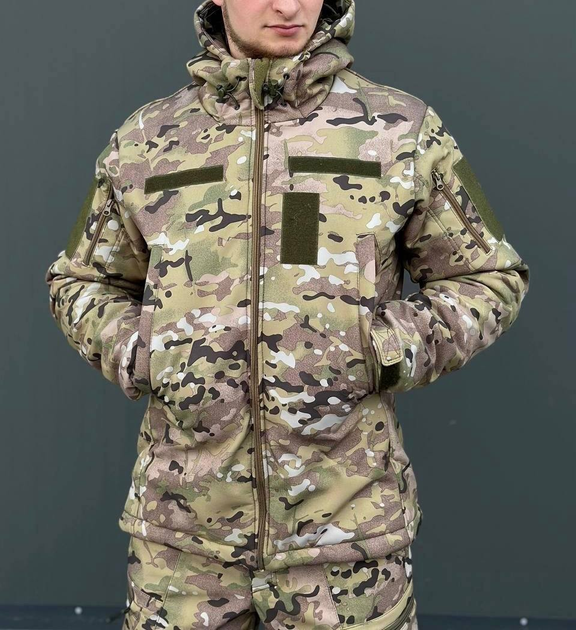 Тактична куртка мультикам софтшелл осінь флісова тепла, Куртка Softshell Multicam Soft shell мультикам XXXL - зображення 1