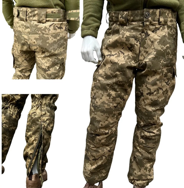 Статутні тактичні зимові військові штани на шерстипоні піксель ММ-14, ШВВЗ з утеплювачем 56/5 - зображення 1