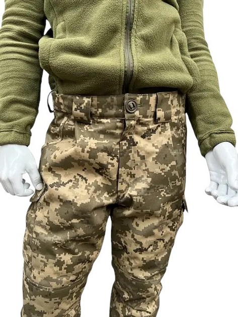 Статутні тактичні зимові військові штани на шерстипоні піксель ММ-14, ШВВЗ з утеплювачем 54/6 - зображення 2