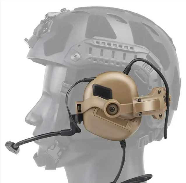 Тактические наушники EARMOR M32H+ с микрофоном для шлема FAST, Койот - изображение 1