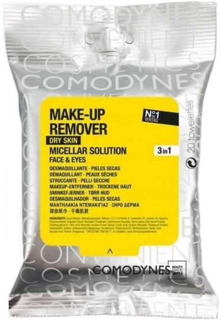 Chusteczki nawilżane do demakijażu Comodynes Make-Up Remover Dry Skin 20 szt (8428749533405) - obraz 1