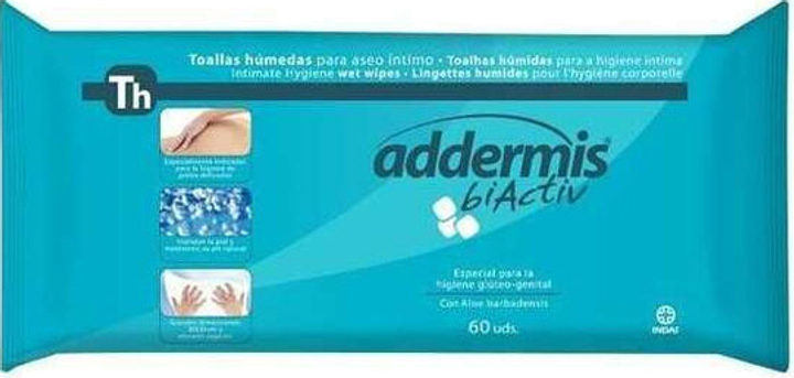 Косметичні вологі серветки Addermis Adult Wipes Aloe Vera 60 шт (8410520008202) - зображення 1