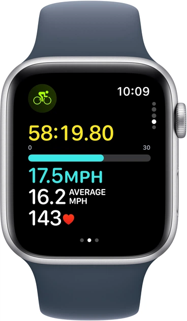 Smartwatch Apple Watch SE (2023) GPS 44mm Silver Aluminium Case with Storm Blue Sport Band - S/M (MREC3) - obraz 6