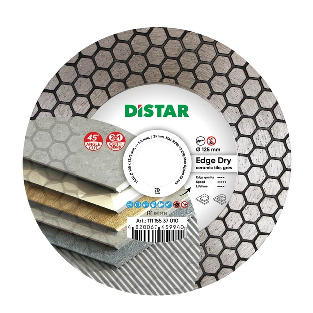 Диск алмазний Distar Edge Dry 125х1.6х25х22.23 (11115537010) - Фото 1 Диск алмазний Distar Edge Dry 125х1.6х25х22.23 (11115537010) - зображення 1