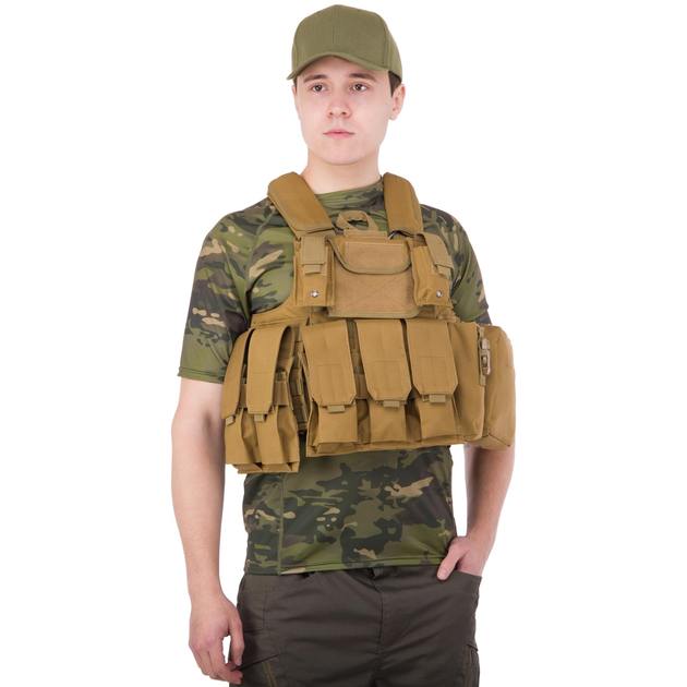 Разгрузочный жилет универсальный на 6 карманов Military Rangers ZK-5517 Цвет: Хаки - изображение 1