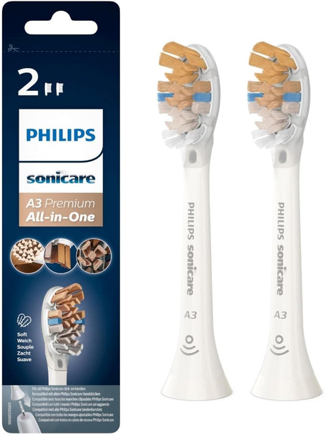Насадки для електричної зубної щітки Philips Sonicare A3 Premium All-in-One HX9092/10 Білі (2 шт) - зображення 1