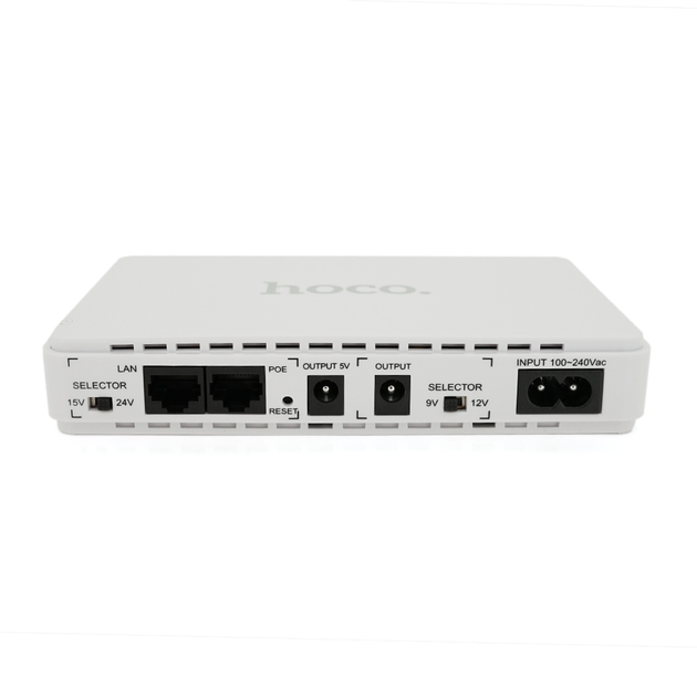 ИБП для роутера 17 Вт HOCO DB25, DC 5V/9V/12V 8800 mAh Бесперебойник для WI-Fi UPS для роутера - изображение 4