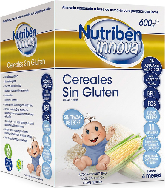 Kaszka kukurydziana dla dzieci Nutriben Nutribn Innova Gluten Free Cereals 600 g (8430094310679) - obraz 1