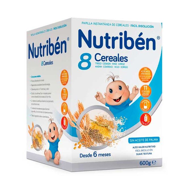 Kaszka wieloziarnista dla dzieci Nutriben Nutribn Papilla 8 Cereals 600 g (8430094056478) - obraz 1