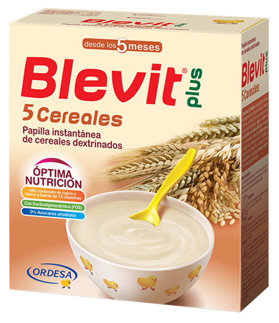 Kaszka wieloziarnista dla dzieci Ordesa Blevit Instant Cereals 5 Cereals Plus 300 g (8426594089856) - obraz 1