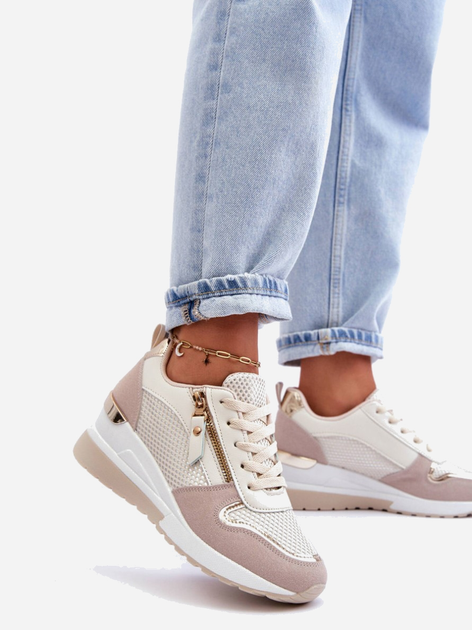 Sneakersy damskie na koturnie Sivan 38 Beżowy/Biały (5905677659412) - obraz 6