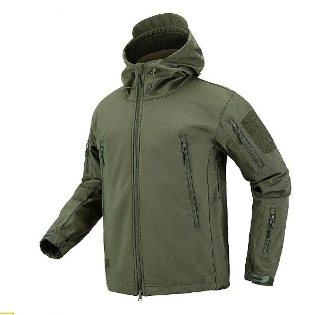 Водонепроницаемая Дышащая Теплая Тактическая Флиска-Куртка Softshell XL Олива - изображение 1