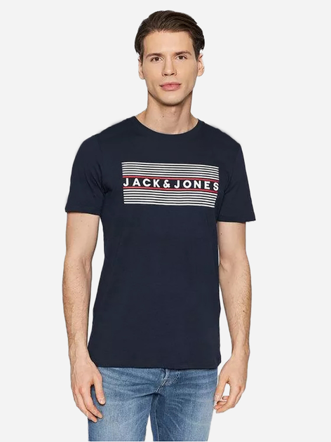 Футболка хлопковая длинная мужская Jack & Jones 12151955 M Синяя ...
