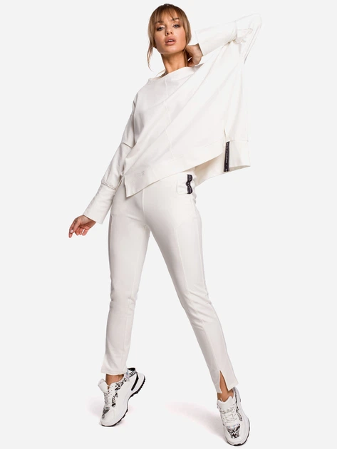 Bluza damska bez kaptura oversize Made Of Emotion M491 S/M Ecru (5903068475009) - obraz 4