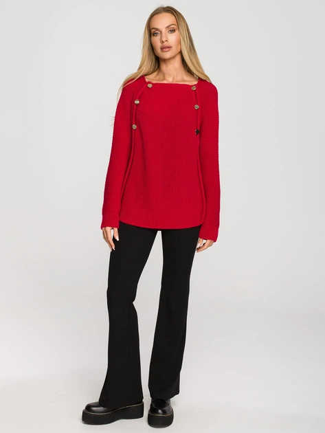 Sweter damski luźny Made Of Emotion M712 S/M Malinowy (5903887671514) - obraz 3