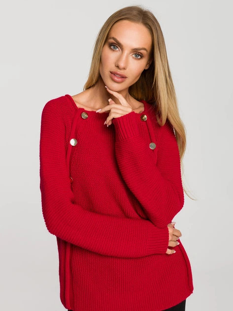 Sweter damski luźny Made Of Emotion M712 S/M Malinowy (5903887671514) - obraz 4