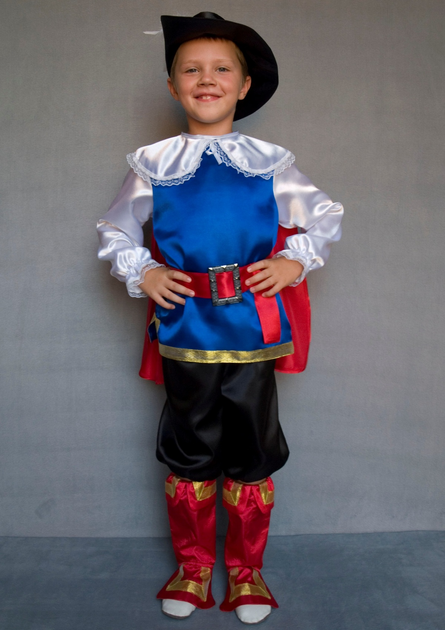 Детский карнавальный костюм Кота в сапогах в комплекте с фетровой шляпой с пером, фирмы Карнавалия