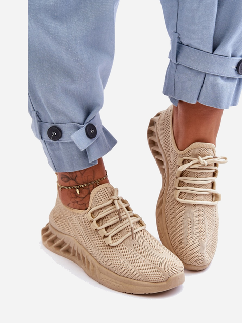 Buty sportowe damskie z siatki na platformie do kostki wsuwane Venett 36 Beżowe (5905677459500) - obraz 5