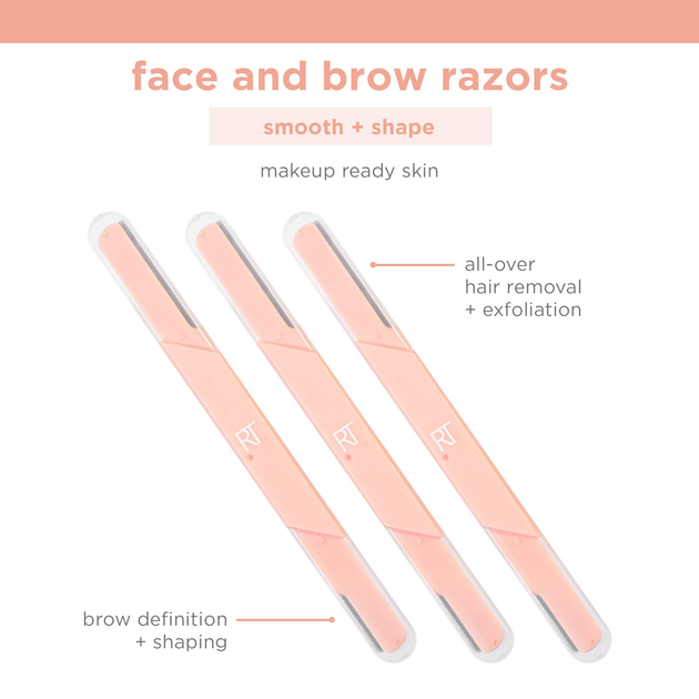 Набір станків для гоління зі змінним картриджем Real Techniques Face and Brow Razors 3 шт (979625042689) - зображення 2