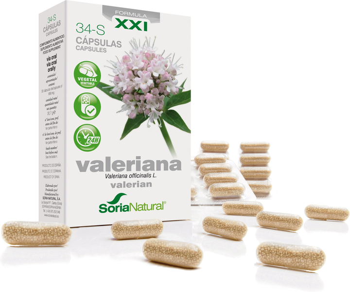 Дієтична добавка Soria 34-S Valeriana 600 мг 30 капсул Liberacion Prolongad (8422947090845) - зображення 1