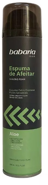 Pianka do golenia Babaria Aloe Vera Shaving Foam Sensitive Skin 300 ml (8410412504096) - obraz 1