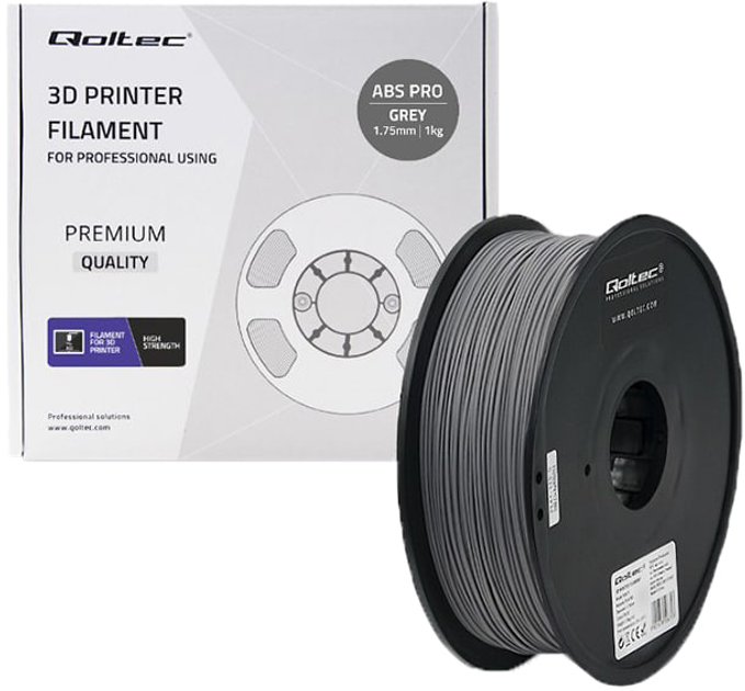 ABS filament Qoltec Professional do druku 3D 1.75 mm 1 kg Grey (5901878506791) - obraz 1