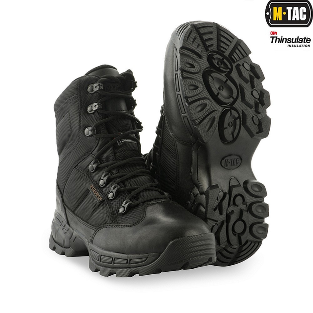 Берці зимові чоловічі тактичні черевики, що не промокають, M-tac Thinsulate Black розмір 45 (30 см) високі з утеплювачем - зображення 1