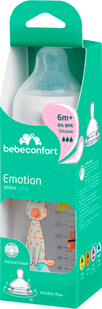 Пляшечка для годування Bebe Confort Emo PP T2 FF з силіконовою соскою 360 мл Біла (3102202020) - зображення 3