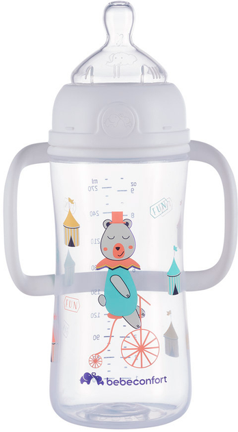 Бутылочка для кормления Bebe Confort Emo PP T2 FF W/H с ручками и силиконовой соской 270 мл Белая (3102201990) - изображение 2