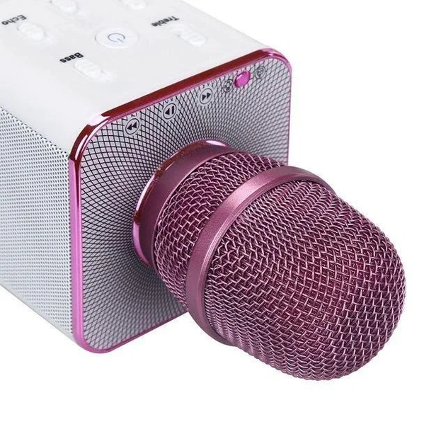Беспроводной караоке микрофон Bluetooth UTM Q7s PRO стерео с функцией эхо, USB, кейс Розовый - изображение 3