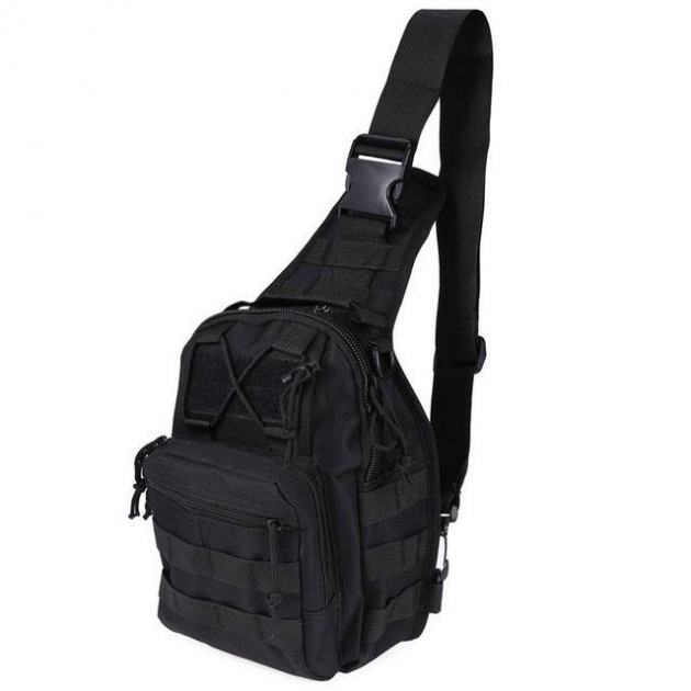Сумка через плечо мужская тактическая слинг Protector Plus 202X-Molle армейский однолямочный мини-рюкзак, нагрудный Черный - изображение 2