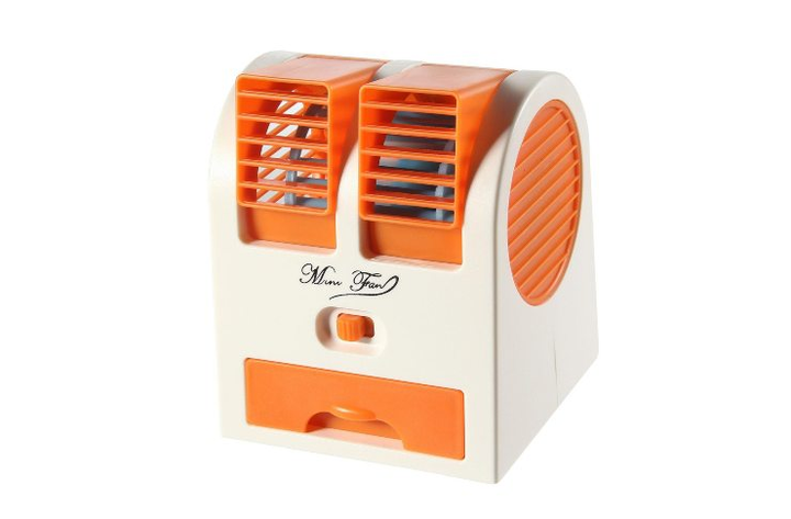 Охладитель воздуха настольный Mini-fan Air Mini Cooler портативный мини кондиционер с функцией увлажнения, питание от батареек и USB, Оранжевый - изображение 6