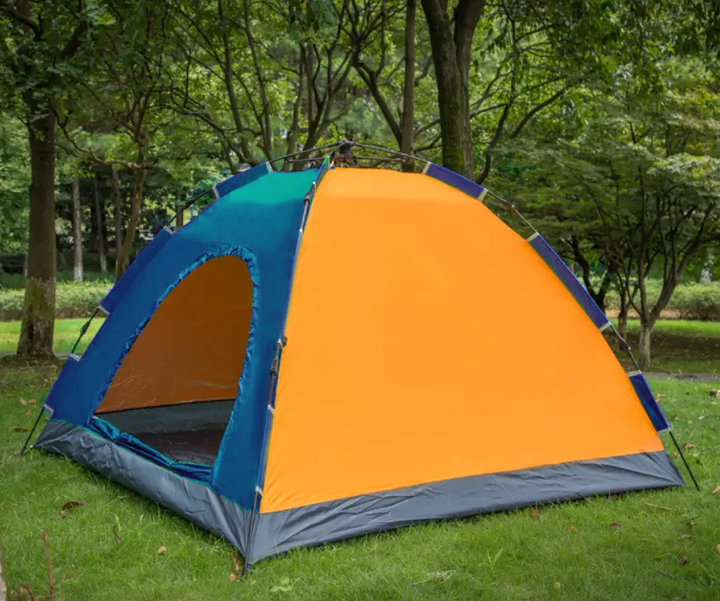 Автоматическая палатка туристическая 4-х местная Voyager 2x2x1.35м для кемпинга, водонепроницаемая, с москитной сеткой и чехлом Оранжево-синяя - изображение 2