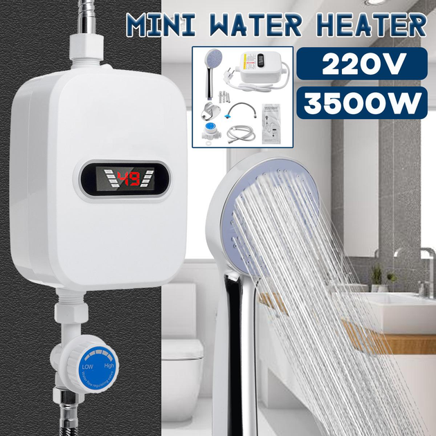 Миттєвий проточний водонагрівач бойлер Wster 3500W-60° з LCD екраном та душем + Універсальний ключ Snap-n-Grip - Фото 7 Миттєвий проточний водонагрівач бойлер Wster 3500W-60° з LCD екраном та душем + Універсальний ключ Snap-n-Grip - зображення 7