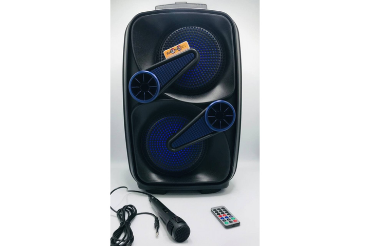 Портативна колонка з RGB підсвічуванням та караоке мікрофоном UKC 8805HP Bluetooth 2х8" 18Втс пультом - Фото 2 Портативна колонка з RGB підсвічуванням та караоке мікрофоном UKC 8805HP Bluetooth 2х8" 18Втс пультом - зображення 2