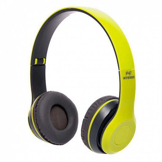 Беспроводные наушники Bluetooth Wireless Headset MDR P47 Black Гарнитура для ПК, телефона с микрофоном -microSD, FM Green - изображение 4