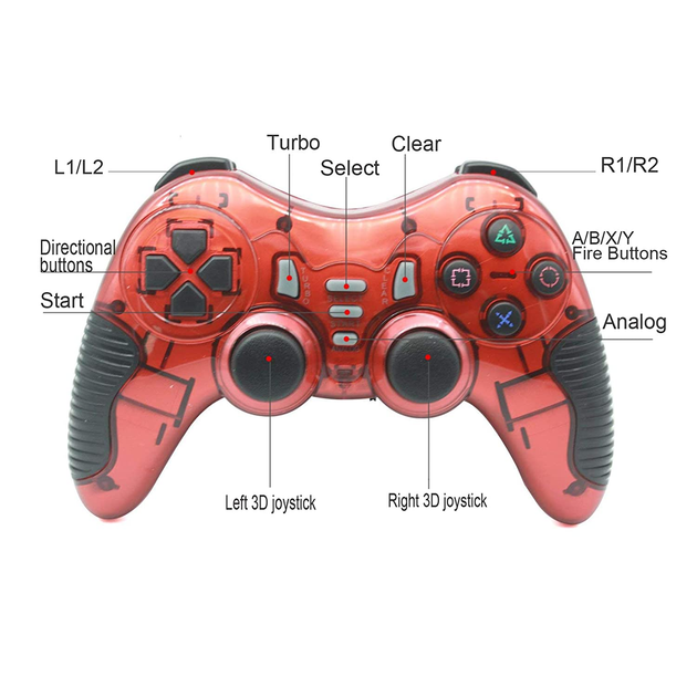 Бездротовий геймпад 6в1 Generic Wireless 320 джойстик з вібрацією для PC/PS3/360/ Android TV/TV Box/ Win10 Червоний - зображення 4